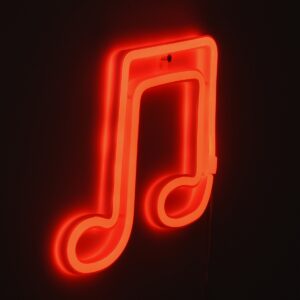 GloboStar® 78569 Φωτιστικό Ταμπέλα Φωτεινή Επιγραφή NEON LED Σήμανσης MUSIC NOTE 5W με Καλώδιο Τροφοδοσίας USB – Μπαταρίας 3xAAA (Δεν Περιλαμβάνονται) – Κόκκινο