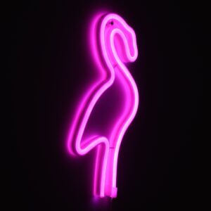 GloboStar® 78573 Φωτιστικό Ταμπέλα Φωτεινή Επιγραφή NEON LED Σήμανσης FLAMINGO 5W με Καλώδιο Τροφοδοσίας USB – Μπαταρίας 3xAAA (Δεν Περιλαμβάνονται) – Ροζ