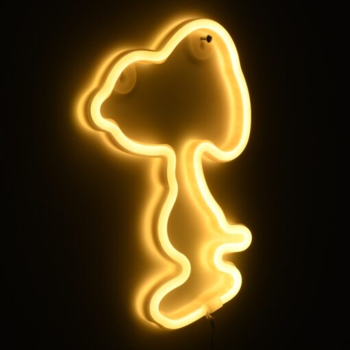 GloboStar® 78578 Φωτιστικό Ταμπέλα Φωτεινή Επιγραφή NEON LED Σήμανσης SNOOPY 5W με Καλώδιο Τροφοδοσίας USB – Μπαταρίας 3xAAA (Δεν Περιλαμβάνονται) – Θερμό Λευκό 2700K