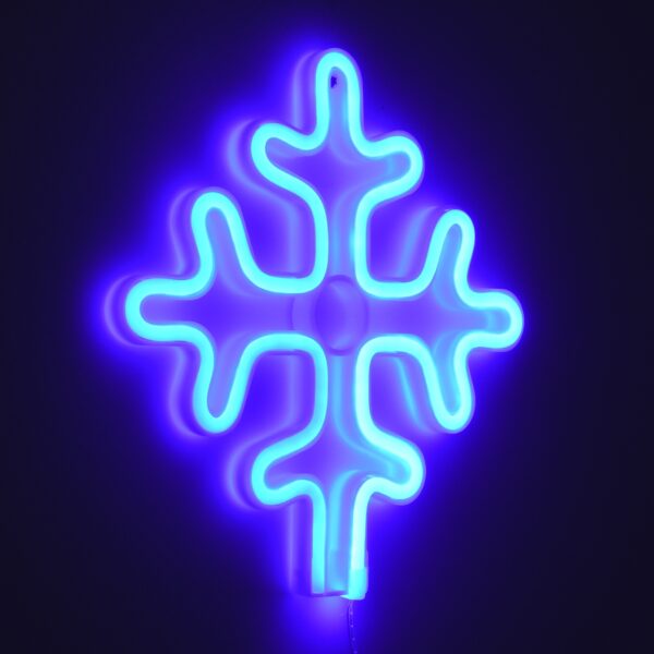 GloboStar® 78580 Φωτιστικό Ταμπέλα Φωτεινή Επιγραφή NEON LED Σήμανσης SNOWFLAKE 5W με Καλώδιο Τροφοδοσίας USB – Μπαταρίας 3xAAA (Δεν Περιλαμβάνονται) – Γαλάζιο