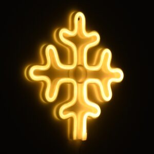 GloboStar® 78582 Φωτιστικό Ταμπέλα Φωτεινή Επιγραφή NEON LED Σήμανσης SNOWFLAKE 5W με Καλώδιο Τροφοδοσίας USB – Μπαταρίας 3xAAA (Δεν Περιλαμβάνονται) – Θερμό Λευκό 2700K