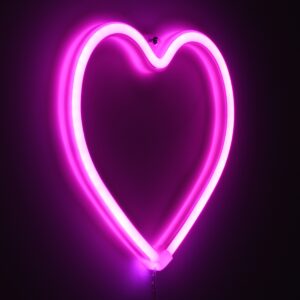 GloboStar® 78592 Φωτιστικό Ταμπέλα Φωτεινή Επιγραφή NEON LED Σήμανσης HEART 5W με Καλώδιο Τροφοδοσίας USB – Μπαταρίας 3xAAA (Δεν Περιλαμβάνονται) – Ροζ
