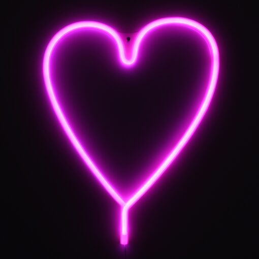 GloboStar® 78593 Φωτιστικό Ταμπέλα Φωτεινή Επιγραφή NEON LED Σήμανσης HEART LINE 5W με Καλώδιο Τροφοδοσίας USB – Μπαταρίας 3xAAA (Δεν Περιλαμβάνονται) – Ροζ