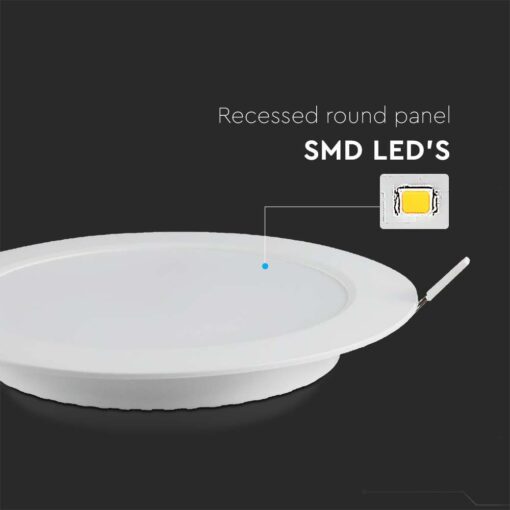 12W LED SAMSUNG Chip Panel Στρογγυλό Φ120 Χωνευτό 1200lm Ψυχρό 6500K VTAC – 78631