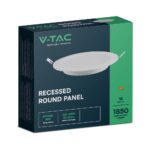 LED Panel Χωνευτό Στρογγυλό 18W Φ220 V-TAC 1850lm Θερμό Λευκό 3000K – 7864