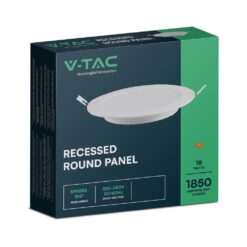 LED Panel Χωνευτό Στρογγυλό 18W Φ220 V-TAC 1850lm Θερμό Λευκό 3000K – 7864