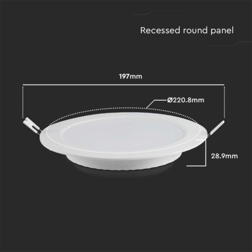 LED Panel Χωνευτό Στρογγυλό 18W Φ220 V-TAC 1850lm Θερμό Λευκό 3000K – 7864
