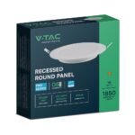 18W LED Panel V-TAC SAMSUNG Chip Λευκό Χωνευτό Στρογγυλό Φ220 1850lm 3000K V-TAC – 78641