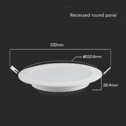 18W LED Panel V-TAC SAMSUNG Chip Λευκό Χωνευτό Στρογγυλό Φ220 1850lm 3000K V-TAC – 78641