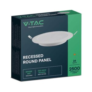 LED Panel Χωνευτό Στρογγυλό 24W Φ300 V-TAC 2500lm Θερμό Λευκό 3000K – 7867