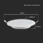LED Panel Χωνευτό Στρογγυλό 24W Φ300 V-TAC 2500lm Θερμό Λευκό 3000K – 7867