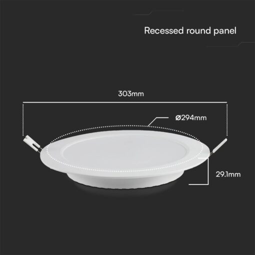 24W LED SAMSUNG Chip Panel Στρογγυλό Φ290 Χωνευτό 2640lm 4000K VTAC – 78681