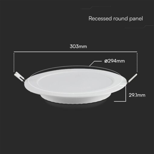 24W LED SAMSUNG Chip Panel Στρογγυλό Φ290 Χωνευτό 2640lm 6500K VTAC – 78691