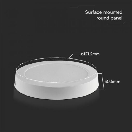 6W LED SAMSUNG Chip Panel Στρογγυλό Φ120 Επιφανειακό 660lm θερμό 3000K VTAC – 78701