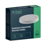 LED Panel Επιφανειακό Στρογγυλό 18W Φ220 V-TAC 1850lm Θερμό Λευκό 3000K – 7876