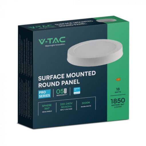 18W LED SAMSUNG Chip Panel Στρογγυλό Επιφανειακό 1980lm 4000K VTAC – 78771