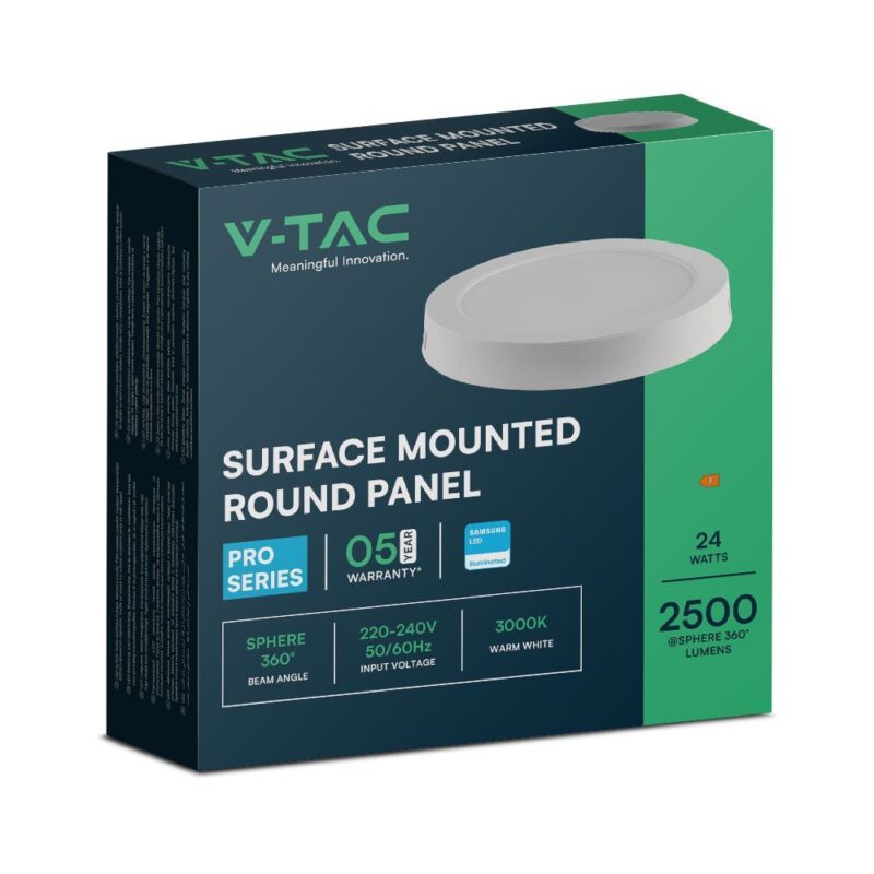 24W LED SAMSUNG Chip Panel Στρογγυλό Φ290 Επιφανειακό 2500lm 3000K VTAC – 78791