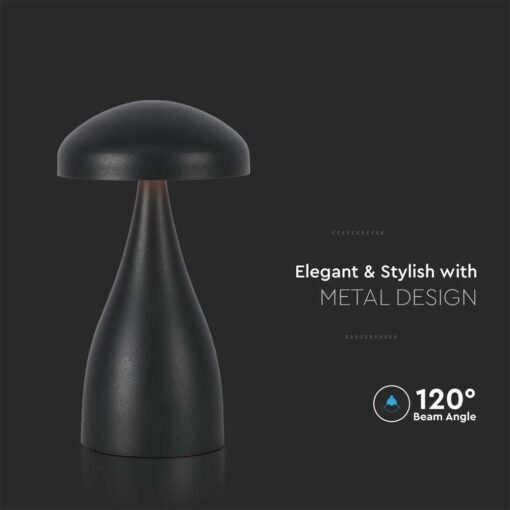 LED Επαναφορτιζόμενο Πορτατίφ V-TAC Μαύρο Σώμα Dimmable CCT – 7895