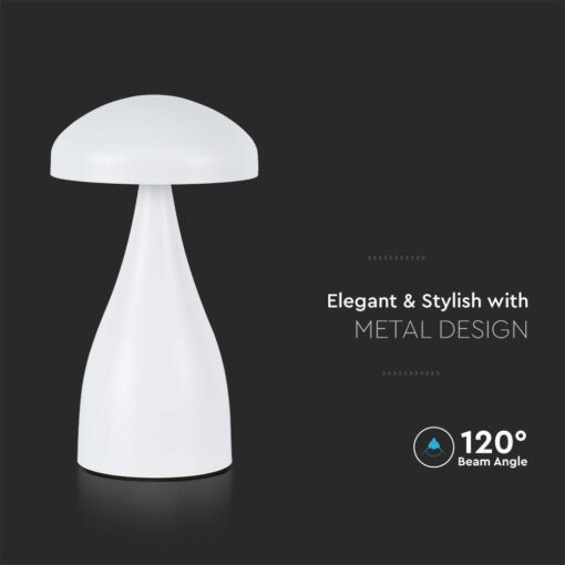 LED Επαναφορτιζόμενο Πορτατίφ V-TAC Λευκό Σώμα Dimmable CCT – 7896