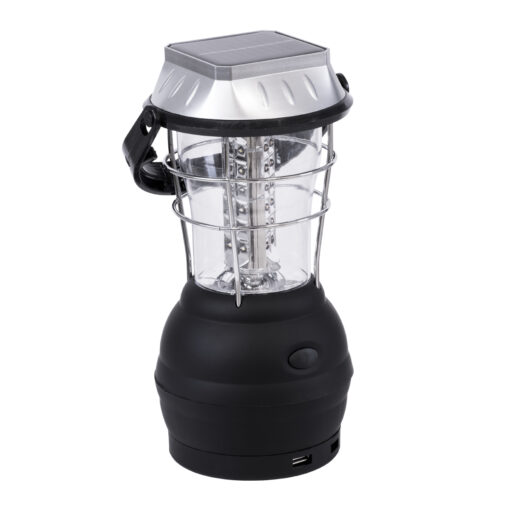 GloboStar® 69923 Αυτόνομος Ηλιακός Φωτοβολταϊκός Φορητός Φακός Φανάρι LED Camping 3W 150lm – 1200mAh – Μανιβέλα Φόρτισης – Power Bank – Καλώδιο Φόρτισης Micro USB – Ψυχρό Λευκό 6000K Φ13 x Υ25cm