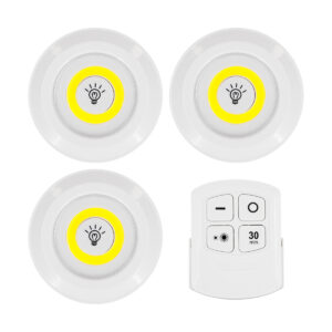GloboStar® 79044 Φωτιστικά Νυκτός Μπαταρίας LED COB 6W 600lm με Timer & Ασύρματο Χειριστήριο RF – ΣΕΤ 3 Τεμαχίων Ψυχρό Λευκό 6000K