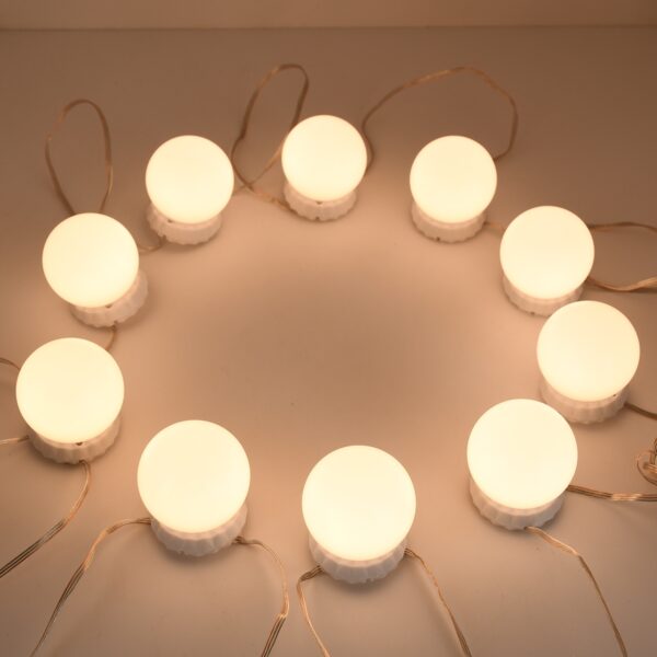 Σετ 10 Λάμπες Φωτισμού για Καθρέφτη Μακιγιάζ LED 8W GloboStar  Ρυθμιζόμενο Λευκό με Τροφοδοσία USB-79047GS