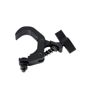 GloboStar® CLAMPS 51180 Επαγγελματικός Γάντζος Hook Αλουμινίου Ύψηλης Αντοχής για Κρέμαση, Στήριξη & Τοποθέτηση Προϊόντων Stage σε Τράσες – Μ16 x Π12 x Υ2.5cm – Μαύρο