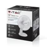 Επιτραπέζιος ανεμιστήρας 40W 12 ιντσών με 4 κουμπιά και 3 πτερύγια λευκό σώμα V-TAC – 7924