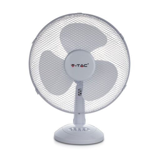 Επιτραπέζιος ανεμιστήρας 40W 12 ιντσών με 4 κουμπιά και 3 πτερύγια λευκό σώμα V-TAC – 7924