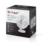 Επιτραπέζιος ανεμιστήρας 40W 16 ιντσών με 4 κουμπιά και 3 πτερύγια λευκό σώμα V-TAC – 7925