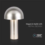 LED Επαναφορτιζόμενο Πορτατίφ V-TAC Champagne Gold Σώμα Dimmable CCT – 7937