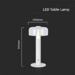 LED Επαναφορτιζόμενο Πορτατίφ V-TAC Dimmable με Λευκό Σώμα Θερμό Λευκό 3000K – 7941