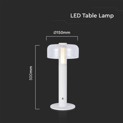 LED Επαναφορτιζόμενο Πορτατίφ V-TAC Dimmable με Λευκό Σώμα Θερμό Λευκό 3000K – 7941