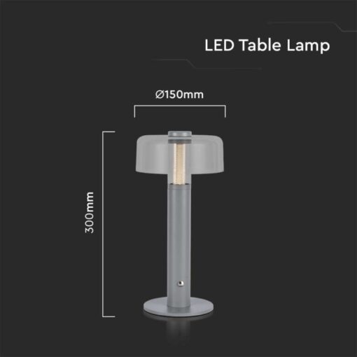 LED φωτιστικό γραφείου 1W επαναφορτιζόμενο 3000Κ θερμό λευκό με γκρι σώμα dimmable V-TAC – 7944