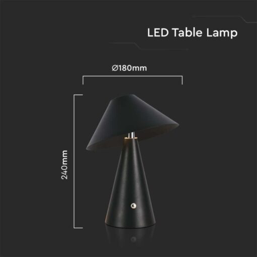 LED φωτιστικό γραφείου 3W επαναφορτιζόμενο 3 σε 1 CCT με μαύρο σώμα dimmable V-TAC – 7947