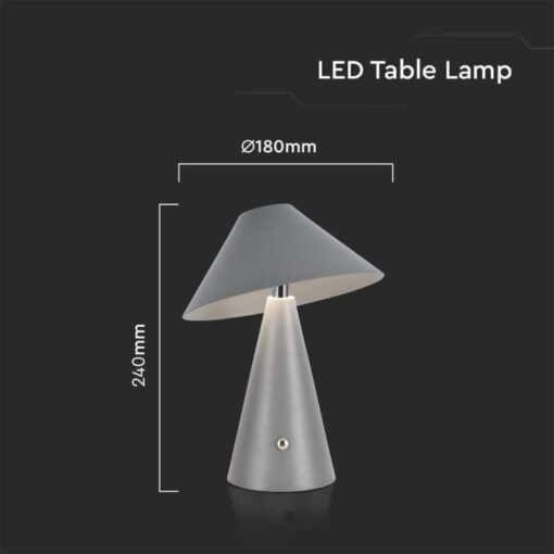 LED φωτιστικό γραφείου 3W επαναφορτιζόμενο 3σε1 CCT με γκρι σώμα dimmable V-TAC – 7949