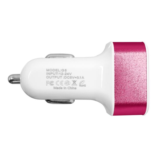 Globostar® 79504 Ροζ Φορτιστής Αυτοκινήτου DC 12-24V με 3 Εξόδους USB DC 5V Max 3.1A 20W και Καλώδιο USB σε Type-C