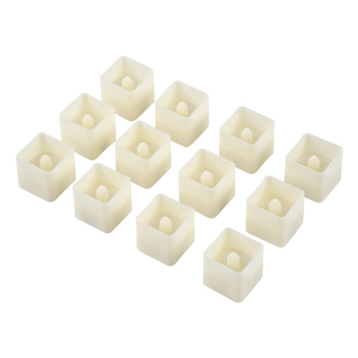 GloboStar® CANDLE 79538 ΣΕΤ 12 x Διακοσμητικά Realistic Κεράκια με LED Εφέ Κινούμενης Φλόγας – Μπαταρίας 12 x CR2032 Θερμό Λευκό 2700K Μπεζ L3.5 x W3.5 x H3.5cm