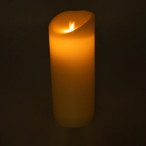 GloboStar® FIREFLAME 79544 Διακοσμητικό Realistic Κερί Παραφίνης με LED Εφέ Κινούμενης Φλόγας – Μπαταρίας & Ασύρματο Χειριστήριο IR Θερμό Λευκό 2700K Dimmable – Φ10 x Υ25cm