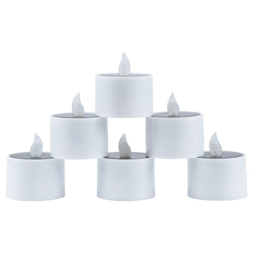 GloboStar® CANDLE 79546 ΣΕΤ 6 x Αυτόνομα Ηλιακά Διακοσμητικά Realistic Κεράκια με LED Εφέ Κινούμενης Φλόγας – 400mAh Μπαταρία – Φωτοβολταϊκό Πάνελ – Θερμό Λευκό 2700K Μπεζ D5.3 x H6cm