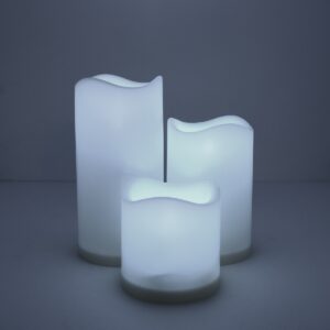 GloboStar® 79551 ΣΕΤ 3 Διακοσμητικών Realistic Κεριών με LED Εφέ Κινούμενης Φλόγας – Μπαταρίας & Ασύρματο Χειριστήριο IR Ψυχρό Λευκό 6000K Dimmable