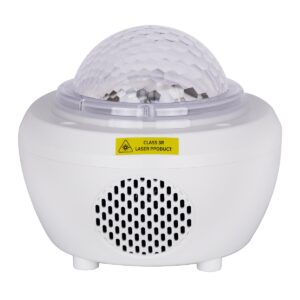 GloboStar® 79604 Λευκό Επιτραπέζιο Διακοσμητικό Φωτιστικό Ειδικών Εφε NIGHT SKY GALAXY 3D LED 10W DC 5V 2200mAh Επαναφορτιζόμενο με Bluetooth Speaker – Sound Activated – Καλώδιο Τροφοδοσίας USB και Ασύρματο Χειριστήριο RF 2.4Ghz Πολύχρωμo RGB Dimmable