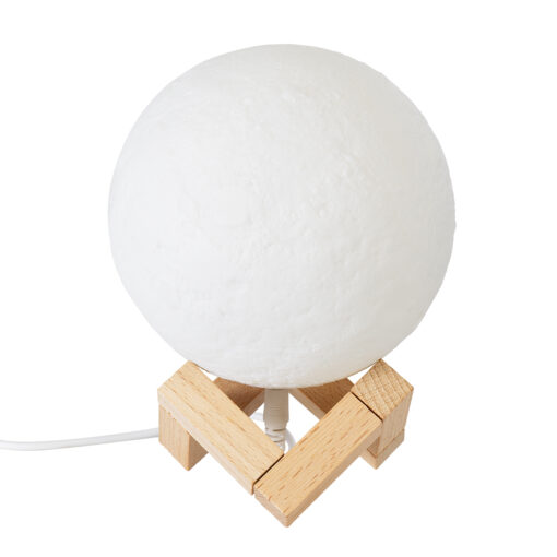 GloboStar® MOON 79606 Μοντέρνο Επιτραπέζιο Φωτιστικό Πορτατίφ LED 2W 120lm 360° DC 5V – Εναλλαγή Φωτισμού μέσω Τηλεχειριστηρίου – Dimmable – RGBW – Φ12 x Υ15 – Λευκό