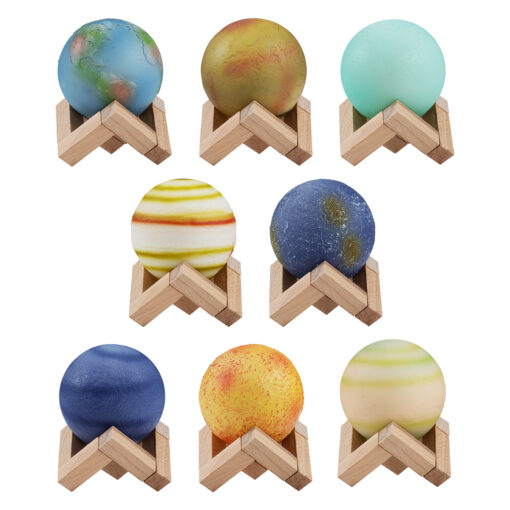 GloboStar® MOON 79609 Σετ 8 Τεμ. Μοντέρνα Επιτραπέζια Φωτιστικα Πορτατίφ LED 2W 120lm 360° DC 5V – Εναλλαγή Φωτισμού μέσω Τηλεχειριστηρίου & Αφής – Dimmable – CCT Θερμό Λευκό 3000K – Ψυχρό Λευκό 6000K  – Φ8 x Υ11 – Πολύχρωμα