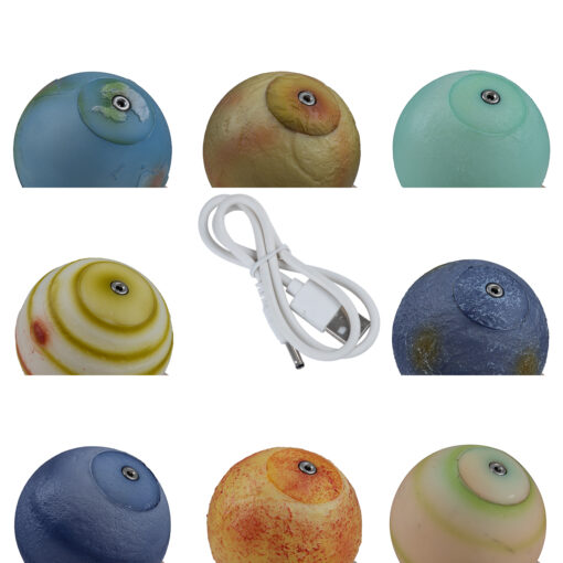 GloboStar® MOON 79609 Σετ 8 Τεμ. Μοντέρνα Επιτραπέζια Φωτιστικα Πορτατίφ LED 2W 120lm 360° DC 5V – Εναλλαγή Φωτισμού μέσω Τηλεχειριστηρίου & Αφής – Dimmable – CCT Θερμό Λευκό 3000K – Ψυχρό Λευκό 6000K  – Φ8 x Υ11 – Πολύχρωμα