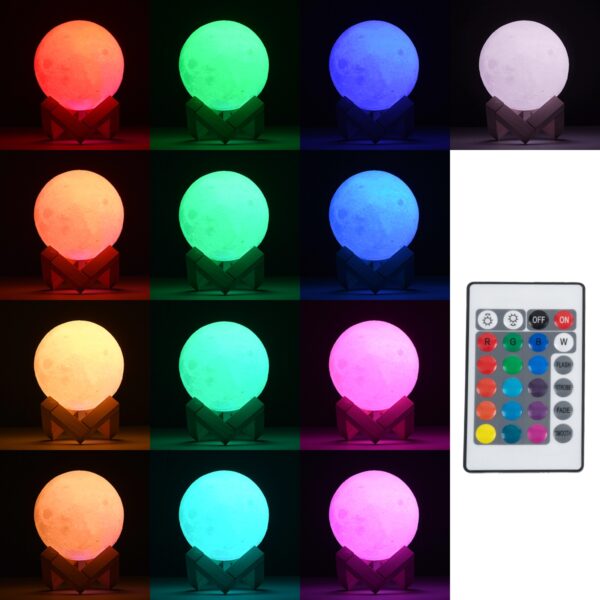 GloboStar® MOON 79618 Μοντέρνο Επιτραπέζιο Φωτιστικό Πορτατίφ LED 2W 120lm 360° DC 5V – Εναλλαγή Φωτισμού μέσω Τηλεχειριστηρίου & Αφής – Dimmable – RGBW – Φ10 x Υ13.5 – Λευκό