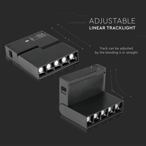 LED Μαγνητικό Φωτιστικό Ράγας 10W V-TAC Μαύρο CRI 90 24V 30° Θερμό 3000K – 7962