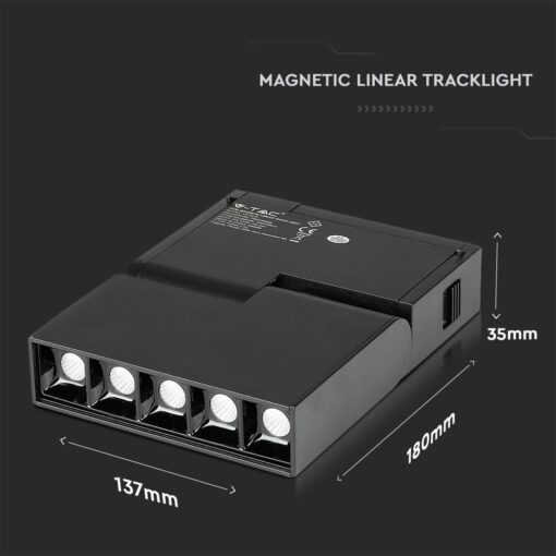 LED Μαγνητικό Φωτιστικό Ράγας 10W V-TAC Μαύρο CRI 90 24V 30° Θερμό 3000K – 7962