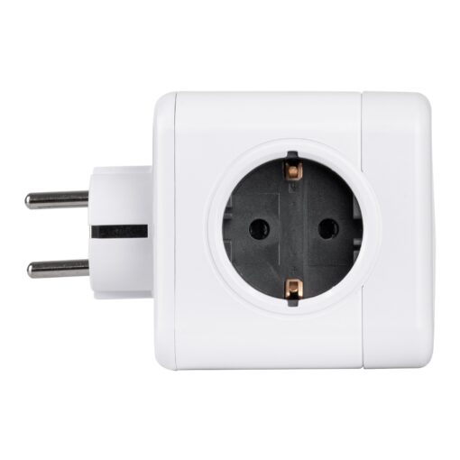 GloboStar® TRAVEL PowerCube PRO Certified 79627 Πολύπριζο 5 Θέσεων με 5 Πρίζες Ασφαλείας Childproof EU Schuko AC 220-240V Μ7.5 x Π11.5 x Υ7.5 – Λευκό με Γκρι – Max Load 3680W/16A