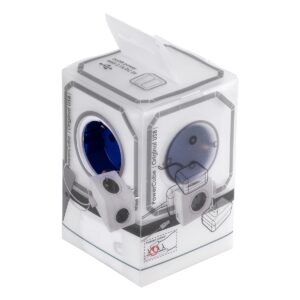 GloboStar® TRAVEL PowerCube PRO Certified 79638 Πολύπριζο 6 Θέσεων με 4 Πρίζες Ασφαλείας Childproof EU Schuko AC 220-240V & 2 Πρίζες USB Max 2.1A/DC 5V Μ7.5 x Π11.5 x Υ7.5 – Λευκό με Μπλε – Max Load 3680W/16A